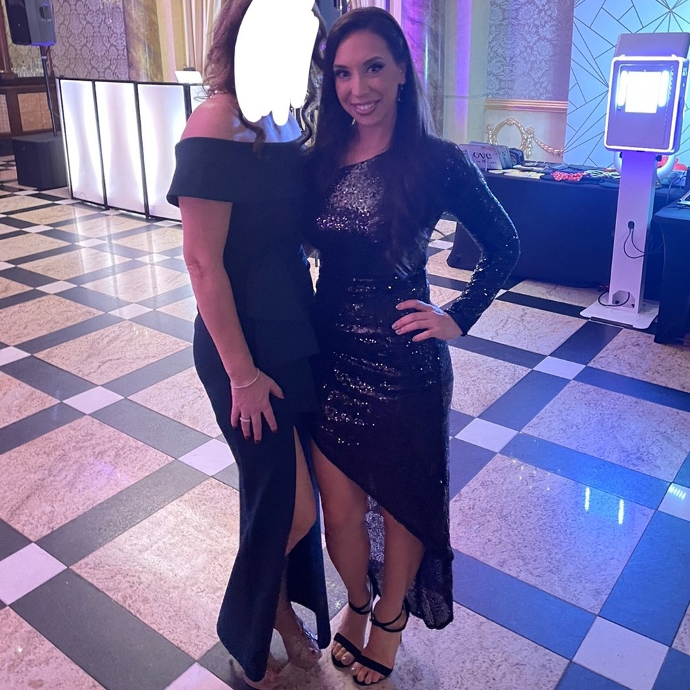 Miss Ord Black sequin one sleeve dress